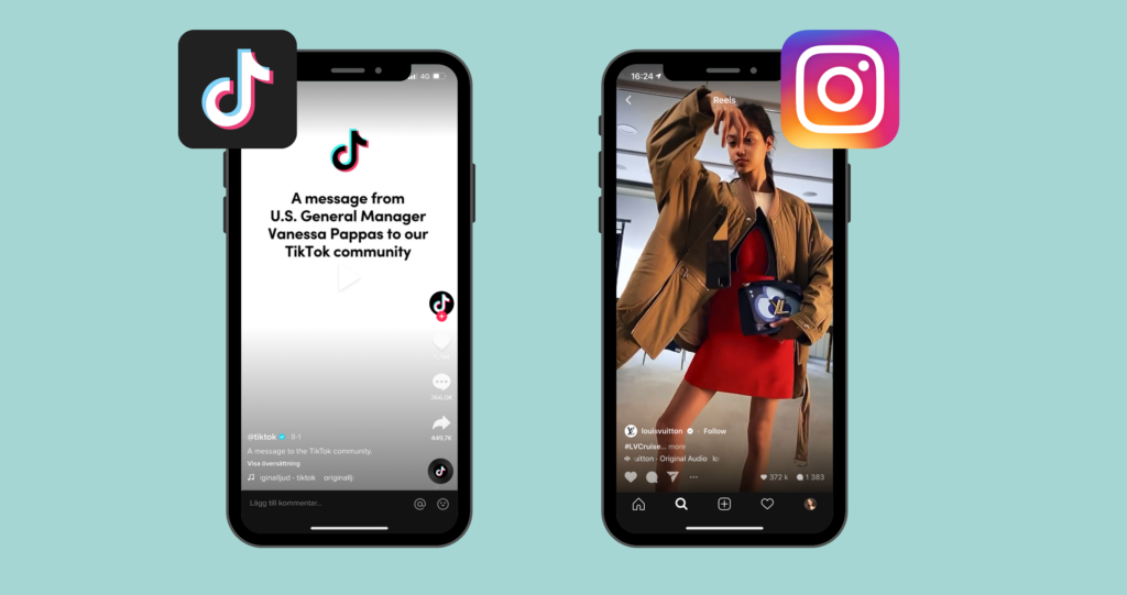 Photo: TikTok sends a message to users from the US and Louis Vuitton uses Instagram Reels